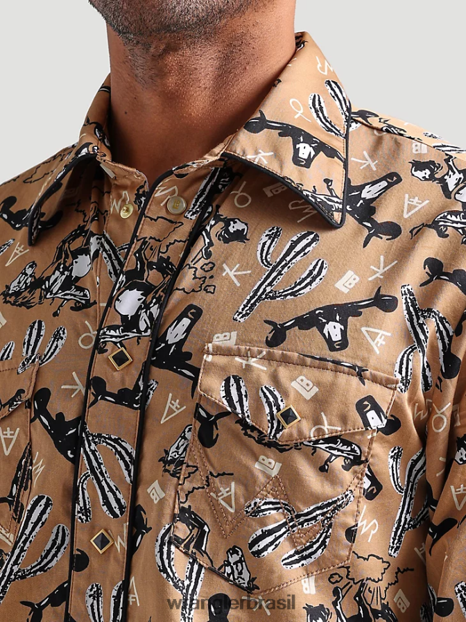 Wrangler 20x competição avançada conforto camisa de manga longa com estampa ocidental azul azul (112324833) homens roupas 00LN6N481