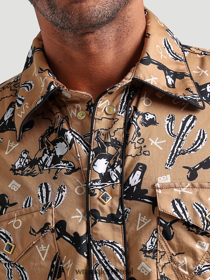 Wrangler 20x competição avançada conforto camisa de manga longa com estampa ocidental azul azul (112324833) homens roupas 00LN6N481