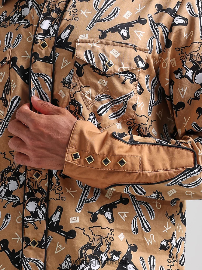 Wrangler 20x competição avançada conforto camisa de manga longa com estampa ocidental azul azul (112324833) homens roupas 00LN6N481