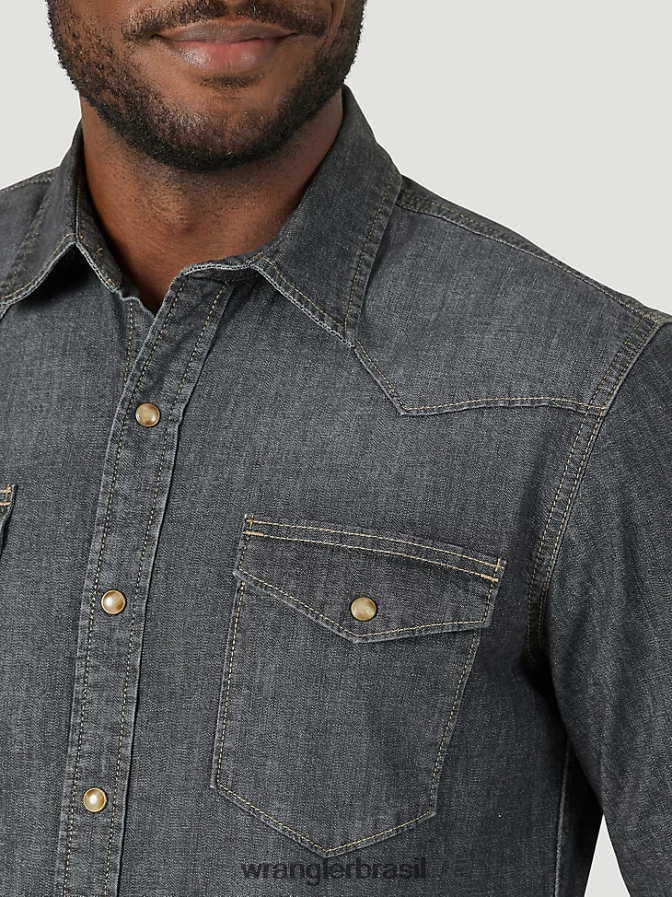 Wrangler 20x competição avançada conforto camisa de manga longa com estampa ocidental azul azul (112324833) homens roupas 00LN6N481