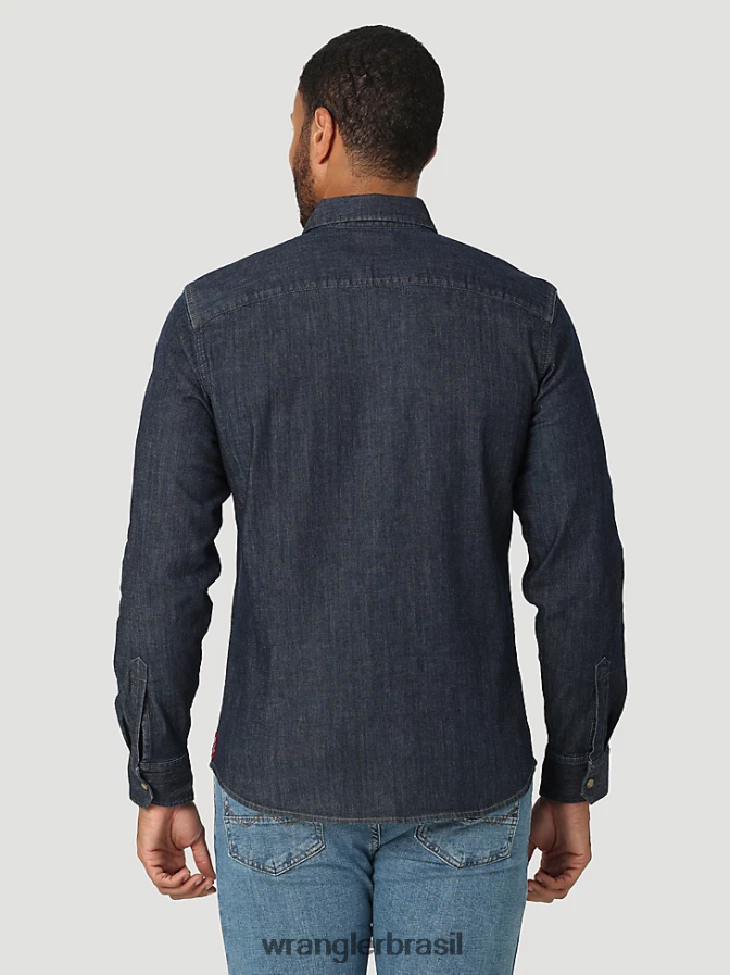 Wrangler 20x competição avançada conforto camisa de manga longa com estampa ocidental azul azul (112324833) homens roupas 00LN6N481