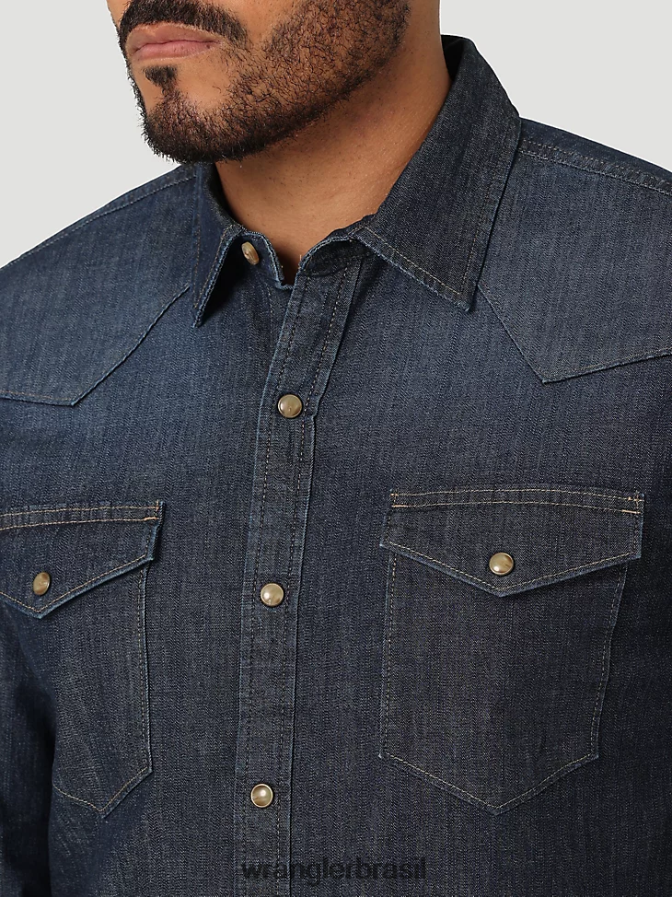 Wrangler 20x competição avançada conforto camisa de manga longa com estampa ocidental azul azul (112324833) homens roupas 00LN6N481