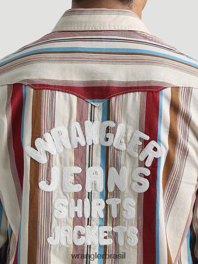 Wrangler 20x competição avançada conforto camisa de manga longa com estampa ocidental azul azul (112324833) homens roupas 00LN6N481