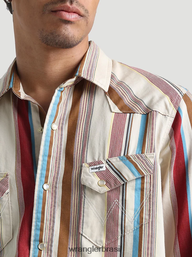 Wrangler 20x competição avançada conforto camisa de manga longa com estampa ocidental azul azul (112324833) homens roupas 00LN6N481