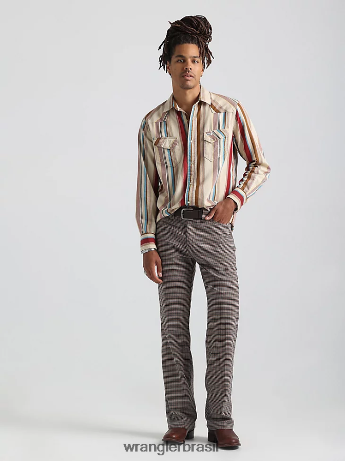 Wrangler 20x competição avançada conforto camisa de manga longa com estampa ocidental azul azul (112324833) homens roupas 00LN6N481