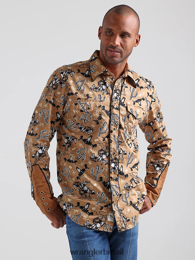 Wrangler 20x competição avançada conforto camisa de manga longa com estampa ocidental azul azul (112324833) homens roupas 00LN6N481