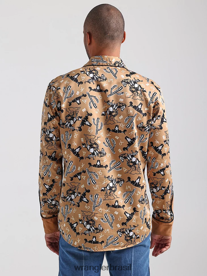 Wrangler 20x competição avançada conforto camisa de manga longa com estampa ocidental azul azul (112324833) homens roupas 00LN6N481