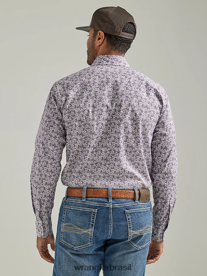 Wrangler 20x competição avançada conforto camisa de manga longa com estampa ocidental estampado de uva roxa (112327808) homens roupas 00LN6N487