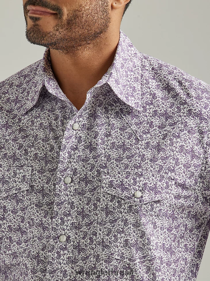 Wrangler 20x competição avançada conforto camisa de manga longa com estampa ocidental estampado de uva roxa (112327808) homens roupas 00LN6N487