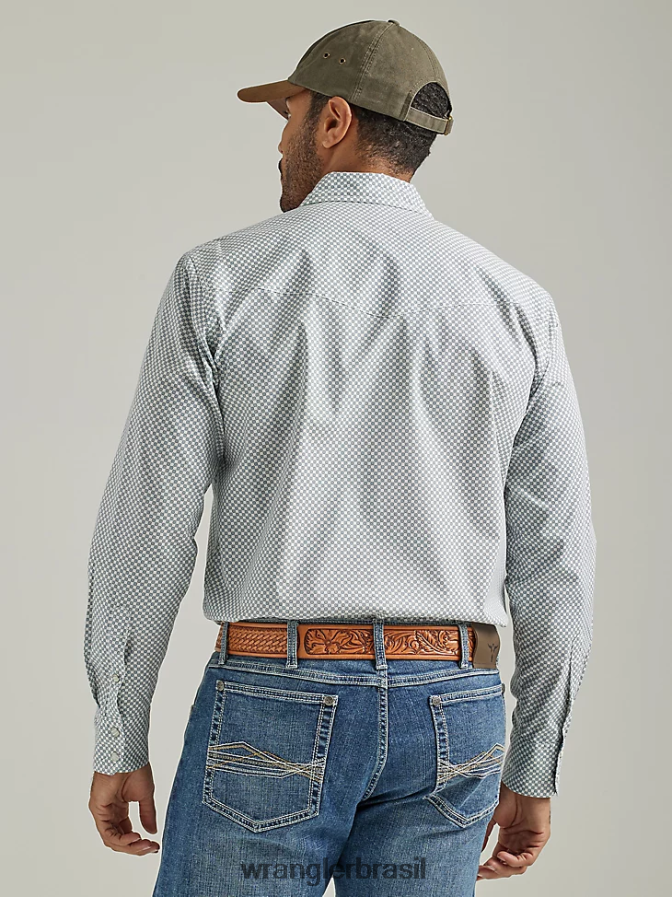 Wrangler 20x competição avançada conforto camisa de manga longa com estampa ocidental marinha adriática (112327798) homens roupas 00LN6N489