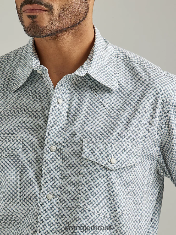 Wrangler 20x competição avançada conforto camisa de manga longa com estampa ocidental marinha adriática (112327798) homens roupas 00LN6N489