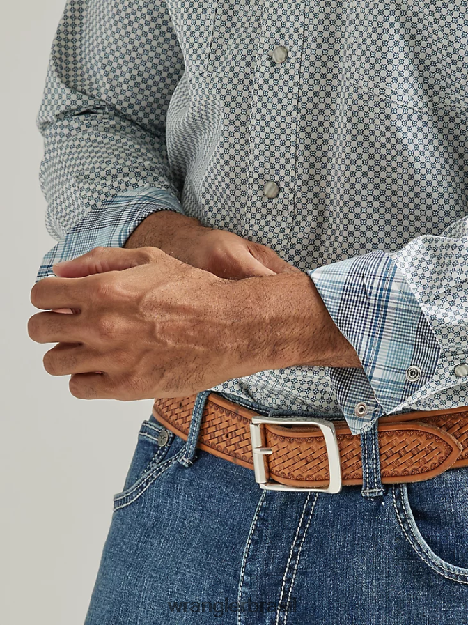 Wrangler 20x competição avançada conforto camisa de manga longa com estampa ocidental marinha adriática (112327798) homens roupas 00LN6N489