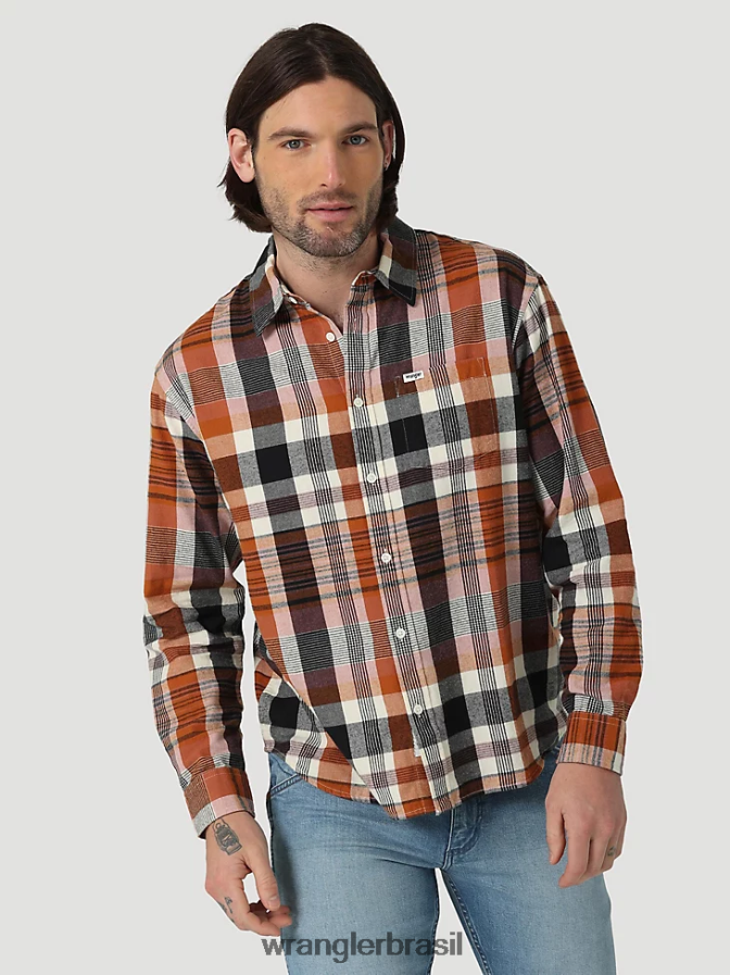 Wrangler Camisa de trabalho jeans ocidental de manga comprida com corte cowboy jeans escuro (ms1041d) homens roupas 00LN6N406