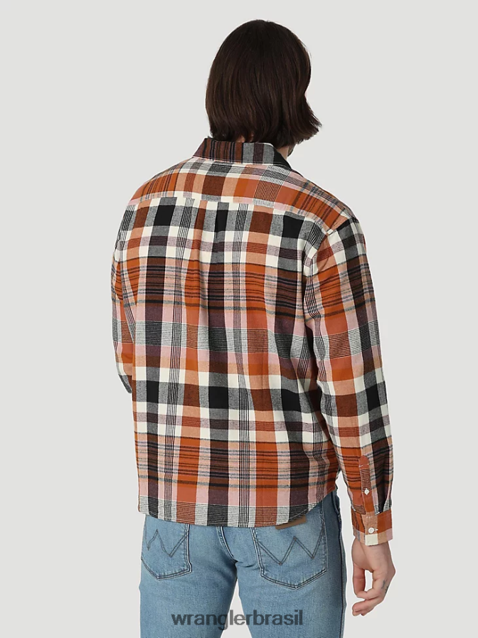 Wrangler Camisa de trabalho jeans ocidental de manga comprida com corte cowboy jeans escuro (ms1041d) homens roupas 00LN6N406
