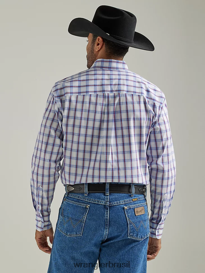 Wrangler George Strait camisa xadrez de manga curta com 1 bolso e botão xadrez americana (112327830) homens roupas 00LN6N308