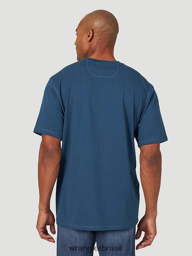 Wrangler Riggs Workwear Camiseta de desempenho de manga curta com 1 bolso azul oxford (3w701ob) homens roupas 00LN6N280
