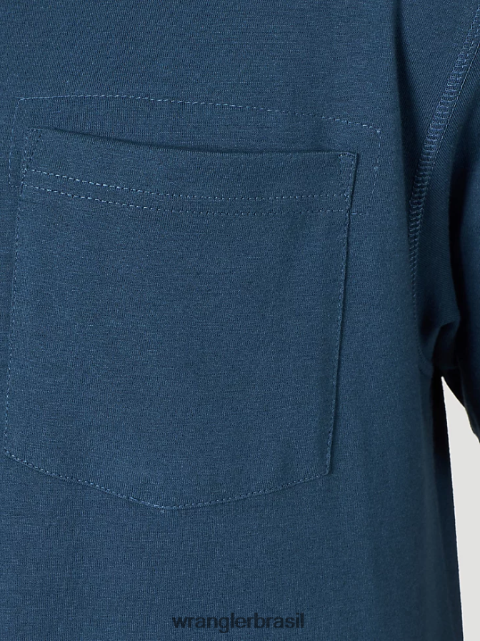 Wrangler Riggs Workwear Camiseta de desempenho de manga curta com 1 bolso azul oxford (3w701ob) homens roupas 00LN6N280