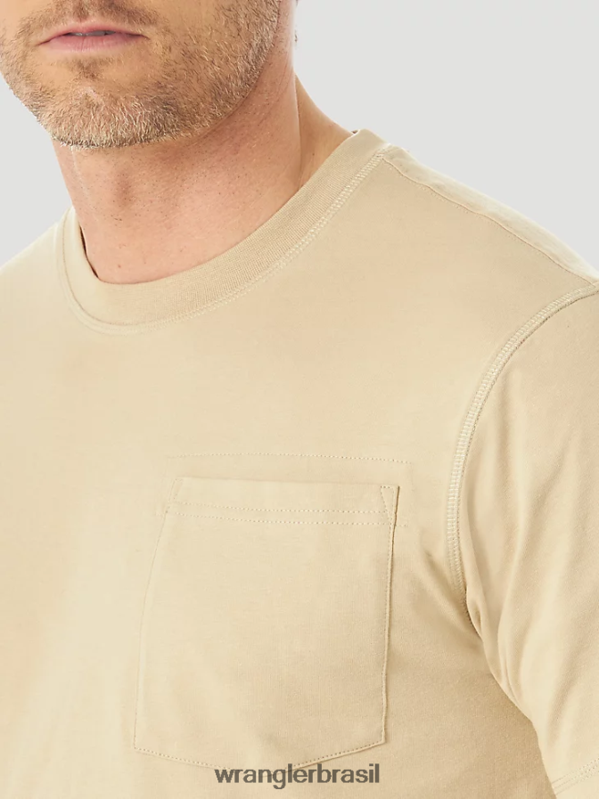 Wrangler Riggs Workwear Camiseta de desempenho de manga curta com 1 bolso cáqui (3w701kh) homens roupas 00LN6N278