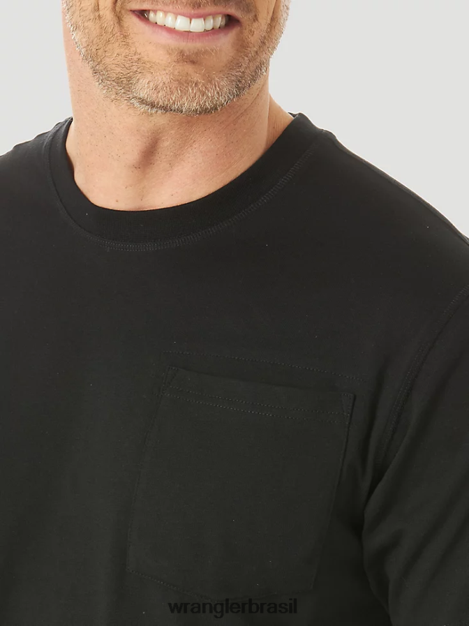 Wrangler Riggs Workwear Camiseta de desempenho de manga curta com 1 bolso preto (3w701bk) homens roupas 00LN6N277