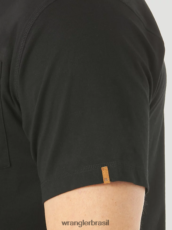 Wrangler Riggs Workwear Camiseta de desempenho de manga curta com 1 bolso preto (3w701bk) homens roupas 00LN6N277