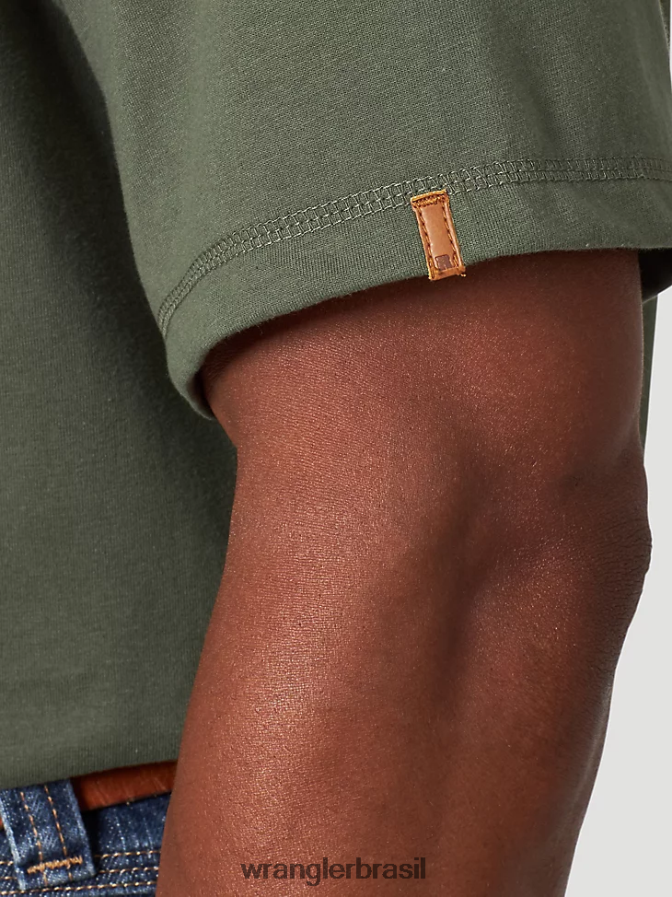 Wrangler Riggs Workwear Camiseta de desempenho de manga curta com 1 bolso verde avelã (3w701hg) homens roupas 00LN6N279