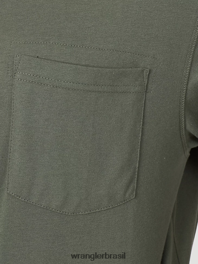 Wrangler Riggs Workwear Camiseta de desempenho de manga curta com 1 bolso verde avelã (3w701hg) homens roupas 00LN6N279