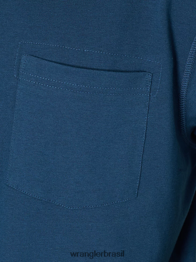 Wrangler Riggs Workwear Camiseta de manga comprida com 1 bolso azul oxford (3w702ob) homens roupas 00LN6N286