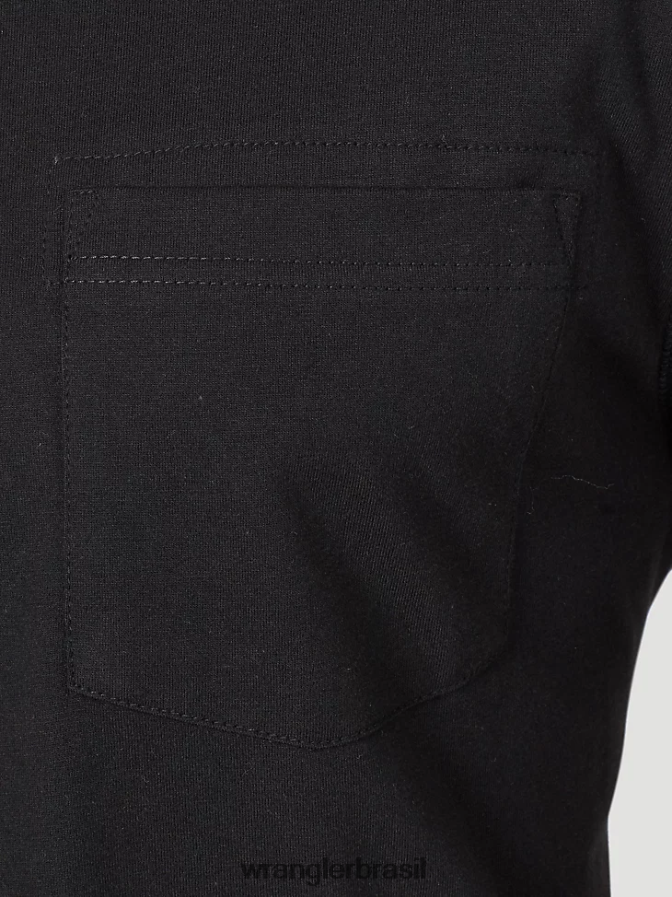 Wrangler Riggs Workwear Camiseta de manga comprida com 1 bolso preto (3w702bk) homens roupas 00LN6N284