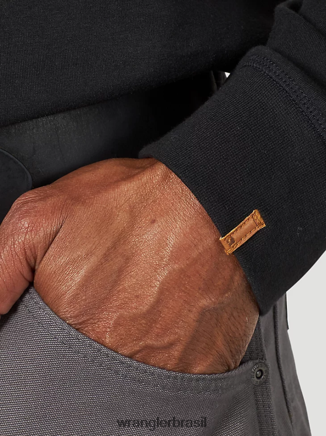 Wrangler Riggs Workwear Camiseta de manga comprida com 1 bolso preto (3w702bk) homens roupas 00LN6N284