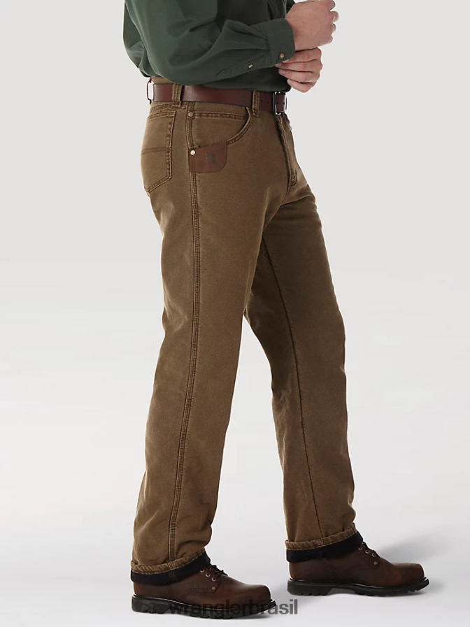 Wrangler Riggs Workwear Jeans com forro acolchoado de cinco bolsos marrom noturno (3w055nb) homens roupas 00LN6N192