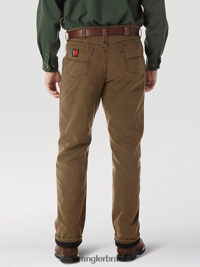 Wrangler Riggs Workwear Jeans com forro acolchoado de cinco bolsos marrom noturno (3w055nb) homens roupas 00LN6N192