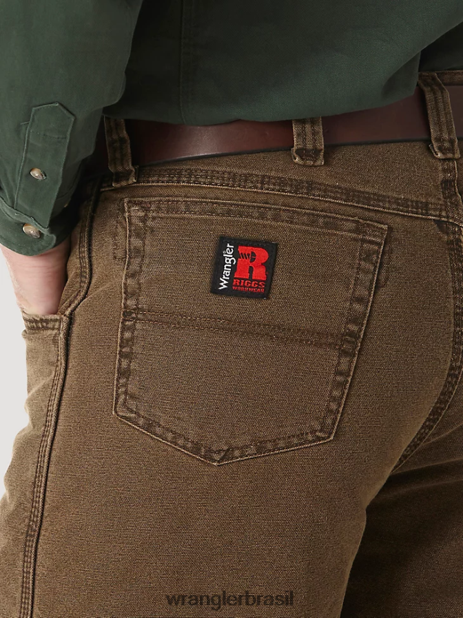 Wrangler Riggs Workwear Jeans com forro acolchoado de cinco bolsos marrom noturno (3w055nb) homens roupas 00LN6N192