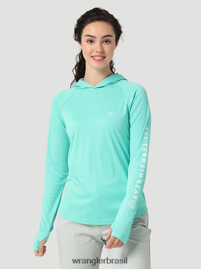 Wrangler atg by camiseta com capuz turquesa (112321844) mulheres roupas 00LN6N901