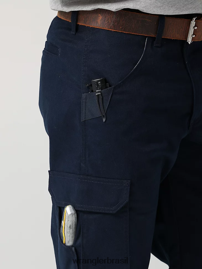 Wrangler calça cargo de sarja de trabalho safira escura (112320219) homens roupas 00LN6N690