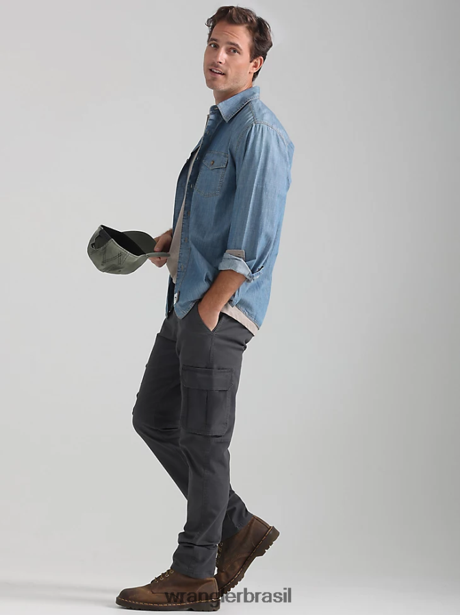 Wrangler calça cargo flex cônica asfalto (70dywas) homens roupas 00LN6N225