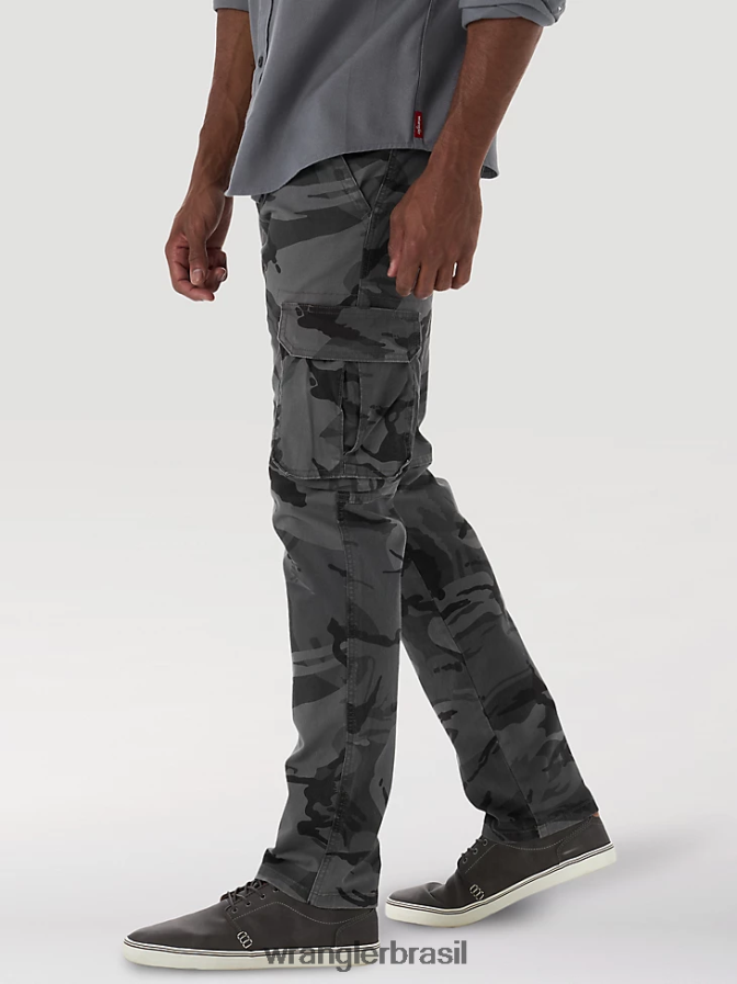 Wrangler calça cargo flex cônica camuflagem antracite (70dywgl) homens roupas 00LN6N227