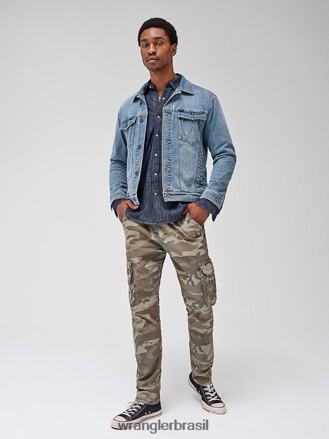 Wrangler calça cargo flex cônica camuflagem marrom da selva (112326274) homens roupas 00LN6N228
