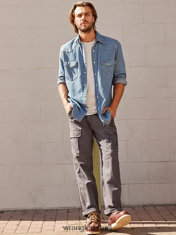 Wrangler calça cargo flex premium cinco estrelas com ajuste relaxado antricita (70abwah) homens roupas 00LN6N222