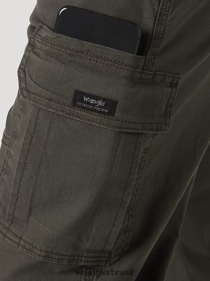 Wrangler calça cargo flex premium cinco estrelas com ajuste relaxado azeitona monótona (70abwod) homens roupas 00LN6N221
