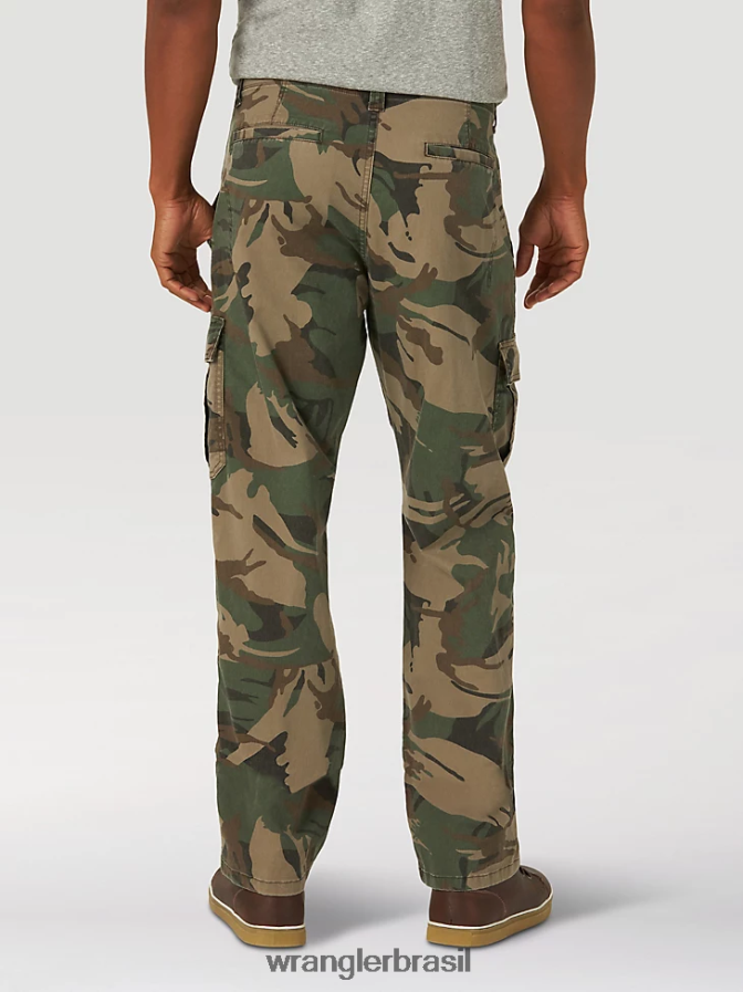 Wrangler calça cargo flex premium cinco estrelas com ajuste relaxado camuflagem marrom verde (70abw4m) homens roupas 00LN6N220