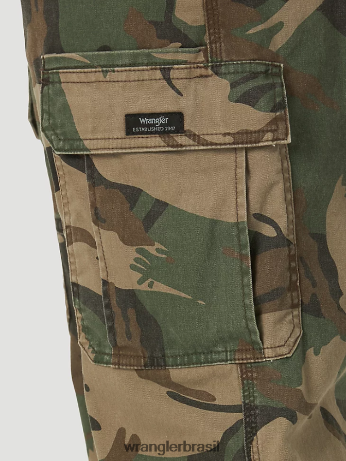 Wrangler calça cargo flex premium cinco estrelas com ajuste relaxado camuflagem marrom verde (70abw4m) homens roupas 00LN6N220