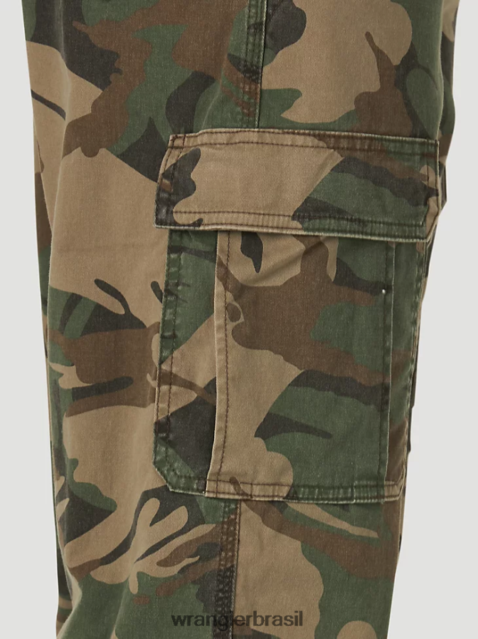Wrangler calça cargo flex premium cinco estrelas com ajuste relaxado camuflagem marrom verde (70abw4m) homens roupas 00LN6N220