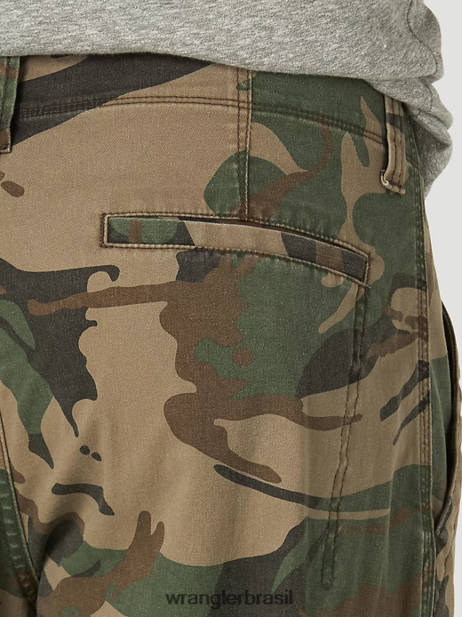 Wrangler calça cargo flex premium cinco estrelas com ajuste relaxado camuflagem marrom verde (70abw4m) homens roupas 00LN6N220