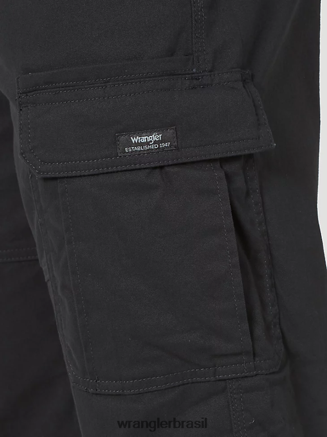 Wrangler calça cargo flex premium cinco estrelas com ajuste relaxado preto (70abwbl) homens roupas 00LN6N218