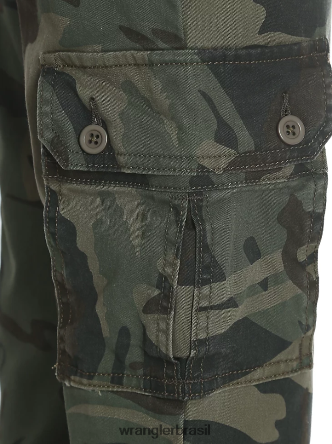 Wrangler calça cargo slim reta e elástica camuflagem verde floresta (9rkbw7e) Rapazes roupas 00LN6N956