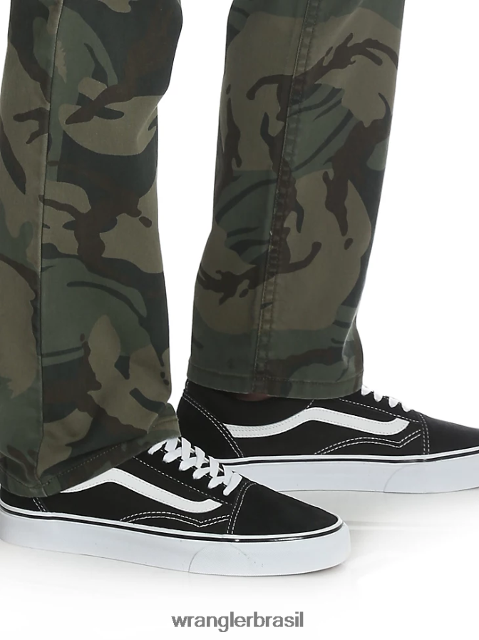 Wrangler calça cargo slim reta e elástica camuflagem verde floresta (9rkbw7e) Rapazes roupas 00LN6N956