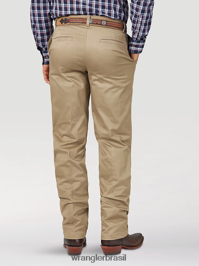 Wrangler calça casual casual com frente plana e relaxada cáqui (00096kh) homens roupas 00LN6N259