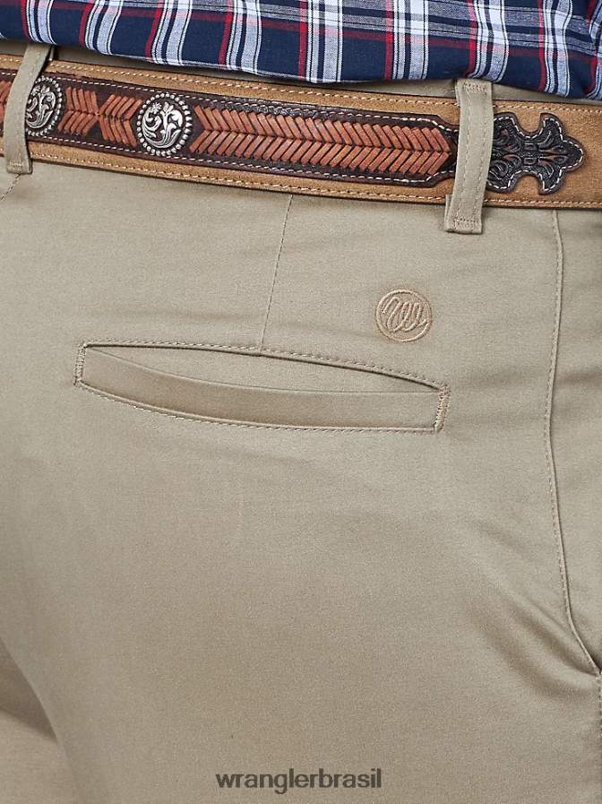 Wrangler calça casual casual com frente plana e relaxada cáqui (00096kh) homens roupas 00LN6N259