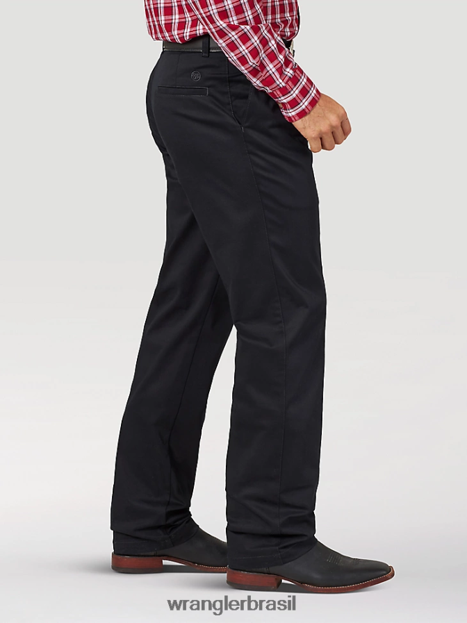 Wrangler calça casual com pregas na frente e ajuste relaxado preto (00097bk) homens roupas 00LN6N261