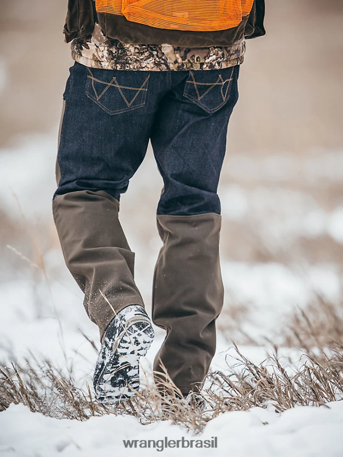 Wrangler calça de lona com perna reta e ajuste regular de uso robusto musgo (31100ms) homens roupas 00LN6N650